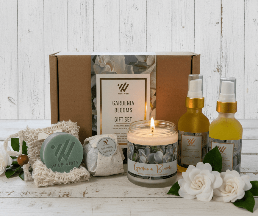 Gardenia Blooms Gift Box | Floral Aromatherapy Spa Gift Set | Wild