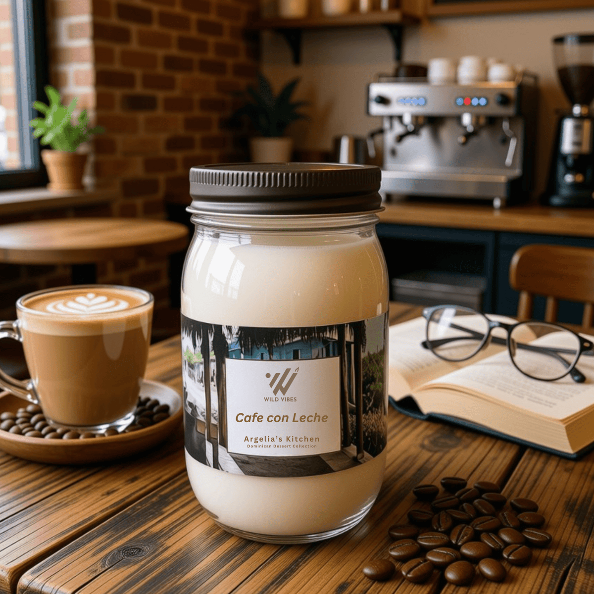 Café con Leche Candle | Soy & Coconut | 16 oz - Wild Vibes Home & Body