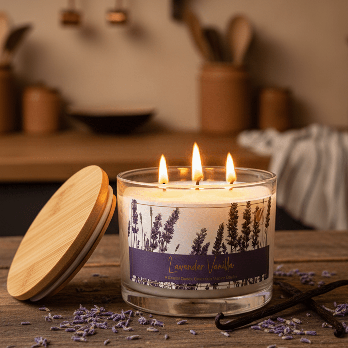 Lavender Vanilla Aromatherapy Candle - 3 wick - Wild Vibes Home & Body
