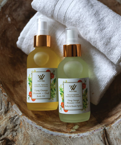 Ylang Body Oil & Body Spray Set - Orange Blossom + Oud - Wild Vibes Home & Body