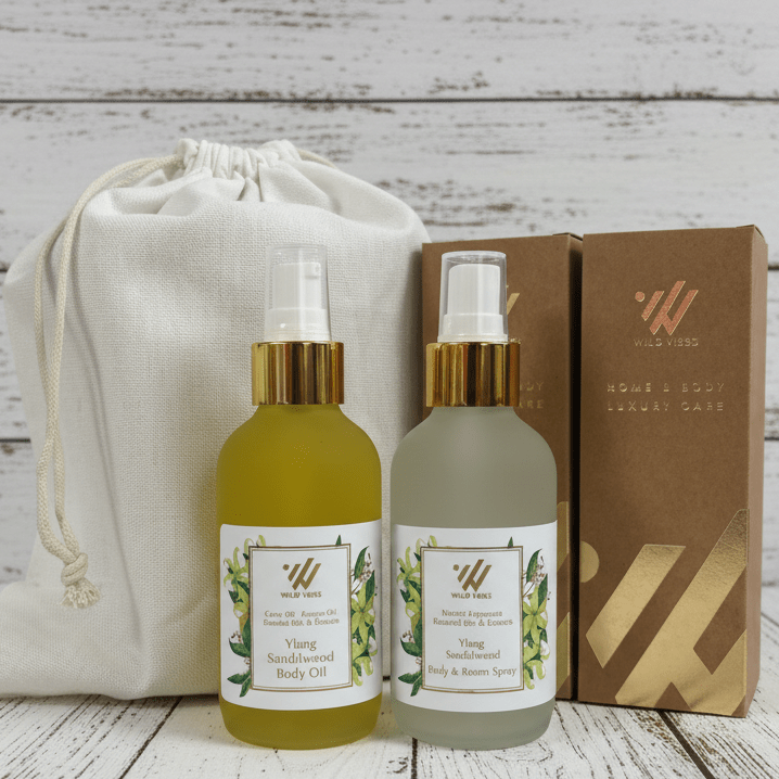 Ylang Sandalwood Amber Body Oil & Spray Set - 4 oz - Wild Vibes Home & Body